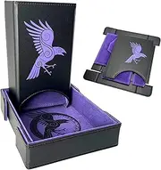 Luck Lab Folding Dice Tower and Dice Tray for RPG Table Top Gaming - Black/Purple - Raven Design