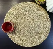 Jute Placemats Round Braided 35cm Natural Beige Set of 2
