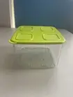 Tupperware Clear Mates 1.6 L Square Stackable Container with Green Lid