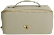 Luxury Beauty Case by Alice Wheeler London Train Case Vanity Toiletry Bag Make-Up Case for Ladies 3 Different Sizes !, Pistachio, Mini, Cosmetic Bag