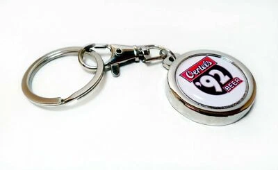 OERTELS '92 Beer Can / Bottle Cap Opener Key Chain / Key Ring Handmade White