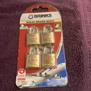 Brink's 4-PACK SOLID BRASS PADLOCK 22mm TSA TRAVEL LUGGAGE Weather-Resistant