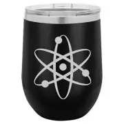 Stemless Wine Tumbler Coffee Travel Mug Glass Insulated Atom Science Atheist