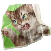 Cats Cool Art Drawings the Attacker Kitten Throw Blanket