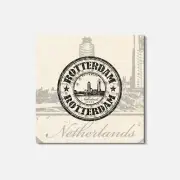 Rotterdam Netherlands Grunge Travel 4'' X 4'' Square Wooden Coaster