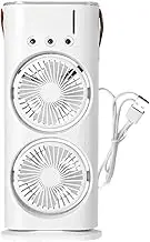 SUIOPPYUW Rechargeable Desktop Fan Air Humidifier With LED Light ABS Dual Motor Rechargeable Humidifier Desktop Fan Spray Fan, White USB