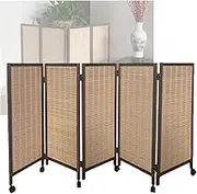 3/4/5/6/7/8 Panel Short Partition,Folding Privacy Room Screens Freestanding,Hand Woven,for Kindergarten Bedroom Studio(120x40cm-5panel)