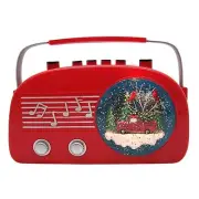 Retro Radio Designed Lighted Snow Globe with Winter Scene, Swirling Glitter a...