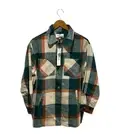 NWT Vigoss Lexi Plaid Shacket Size XS Forest Green Oversized