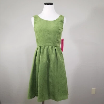 NEW Betsey Johnson Dress 2 Fairycore Microfabric Laser Dot Floral Fit Flare $158