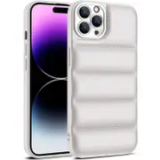For iPhone 15 Pro Max Eiderdown Airbag Shockproof Phone Case - White