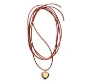 Anni Lu Heart On A String Heart Brown Cord Pendant Necklace in 18K Gold Plated, 78