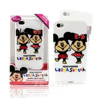 在飛比找PChome24h購物優惠-【日本進口迪士尼】豆豆眼米奇與米妮iPhone4軟式手機背蓋