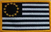 Betsy Ross Flag Black, White & Gold Patch W/ VELCRO® Brand Fastener Gold Border