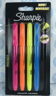 Sharpie Pocket Highlighter Marker Pens Mixed Colours Quick Drying Ink Pack Of 4