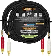 10 Foot RCA Cable Pair - WBC-PRO-LOCAP Low-Capacitance (14pF/ft) 22 AWG Ultra-Silent Audiophile & Professional-Grade Audio Interconnect Cable with Amphenol ACPR Gold RCA Plugs & Black Tweed Jacket