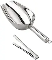 1Set Stainless Steel Ice Cube Scoop and Tong Food Shovel for Easy Serving and Safe Kitchen Tool for Ice Cubes Flour and Grain Storage