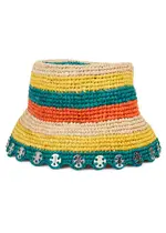 Rabanne Striped Raffia Bucket hat - Multicoloured 60 (UK 6 / XS)