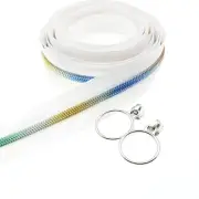 #5 Rainbow Teeh Metallic Nylon Coil Zippers by The Yard Bulk 10 Yards White Z...