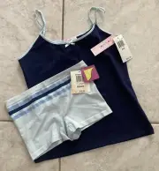 M Polkadot Camisole Sleep Top navy stretchy Alfani Boyshort panties blue stripe