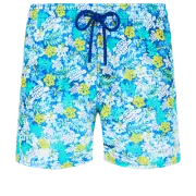 Vilebrequin Moorea Swim Short Tropical Turtles Vintage Bleu Lazuli