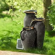 Solar Water Feature with LED Lights 3 Tiers 52cm Outdoor Garden Decor Fountain