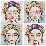 4pc Coasters Delilah Ceramic Mug/Cup Beverage Mat Table/Desk Protector Square