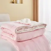 LINENOVA Sherpa Flannelette Fleece Soft Warm Double/Queen Blanket - Pink