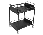 Under Sink Cabinet Organizer 2 Tiers Pull Out Mesh Basket With Sliding Drawer For Kitchen Bathroom Countertop Cabinet