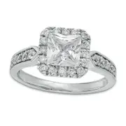 1.5 CT. T.W. Princess-Cut Natural Diamond Frame Engagement Ring in Solid 14K White Gold