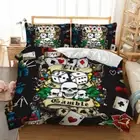 Mahjong Skull Quilt Duvet Doona Covers Set Single Double Queen King Size Bedding