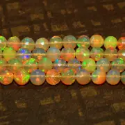 4 inchs Natural Ethiopian Fire Opal Gemstone Beads Opal Faceted balls 4-7 MM