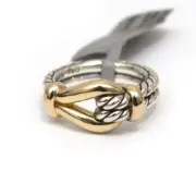 New DAVID YURMAN Ladies 9mm Thoroughbred Loop Pinky Ring 925 18K Gold Size 3.75