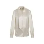 [Saint Laurent] Saint Laurent-Chalk White Silk Blouse-Donna 40 FR
