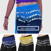 10 Belly Dance Hip Scarf Dancing Silver Coins Sequin Women Waist Chain Belt Wrap