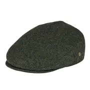 Men's Herringbone Flat Ivy Newsboy Hat Wool Blend Gatsby 7 3/8 Army Green