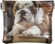 [YXYZRMY] PU Leather Squeeze Coin Purse Pugdog Books Clock, Coin Pouch Change Holder for Women Men, Mini Portable Cosmetic Bags for Women, Multi-colored, one size, Multi-style, Multi-colored, one size