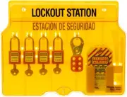 Master Lock 1482BP410 Covered Lockout Tagout Station with 4 Zenex Thermoplast...