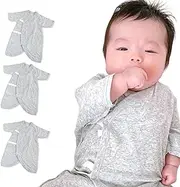 [POCKE] Japanese Newborn Underwear, Set of 3, 60-70cm, Organic Cotton, Short Underwear, Combination Underwear, Baby Underwear, Underwear, Inner Plant Dyed, Natural Grey, Grey, 60-70cm
