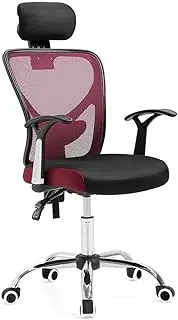 Breathable Ergonomic Mesh Office Computer Gaming Chair with Lumbar Support and Headrest Adjustable Swivel Black & Red