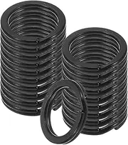 uxcell 20pcs Split Keychain Rings, 15mm Round Flat Keyrings Stainless Steel Open Key Chain Ring Dog Tag Rings for DIY Keychain Craft Lanyard, 1.5mm Thick, Black