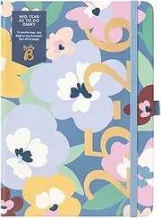 Busy B A5 Diary - Mid-Year Academic Diary - Aug 25 - Aug 26 - Floral Print - Weekly Planner with To-Do Lists, Notes, Week-to-View, 3 Pockets, Year Planner & Elastic Closure