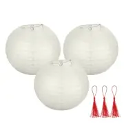 3 Pcs Beige Round Paper Lanterns 10 Inch Paper Lantern Party Decorations