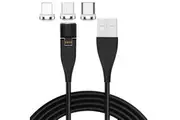 TEGAL E540 3A Magnetic Fast Charging Data Cable Black 3 in 1 2m