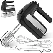 5-Speed Electric Hand Mixer, 800W Handheld Mixer with Turbo for Baking and Cooking, Kitchen Food Mixer with Storage Box and 6 Steel Accessories