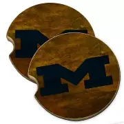 Michigan Wood Car Coaster Gift Set fit Car & Truck Cup Holder