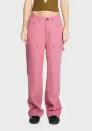 [Pretty Garbage] Berry Patchwork Utility Pants