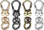 uxcell 4 Pcs Metal Keychain Clip Swivel Lobster Claw Clasp Quick Release Key Ring Detachable Double Opening Snap Hooks for Jewelry Making Crafts Backpack Bag Lanyard, Multicolor