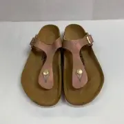 Birkenstock New w/ Box Gizeh Washed Metallic Pink Suede Leather Nar Select Size
