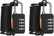 2Pcs 4 Digit Combination Lock Outdoor Waterproof Padlock with Steel Cable Rope,
